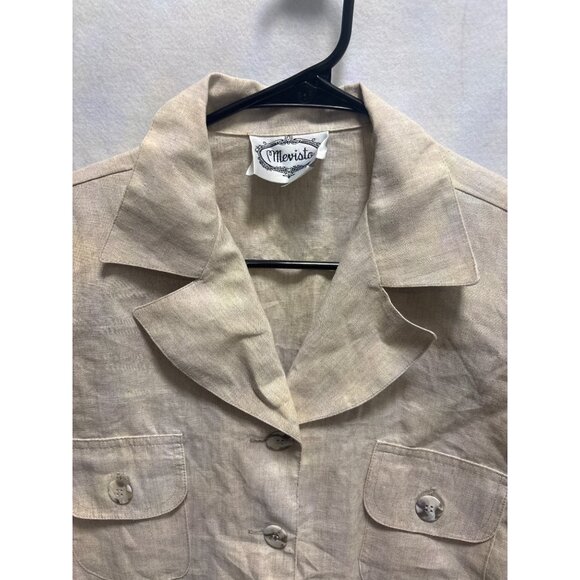 Mevisto Womens Beige Linen Button-Down Jacket With Pockets Size L - Picture 3 of 11